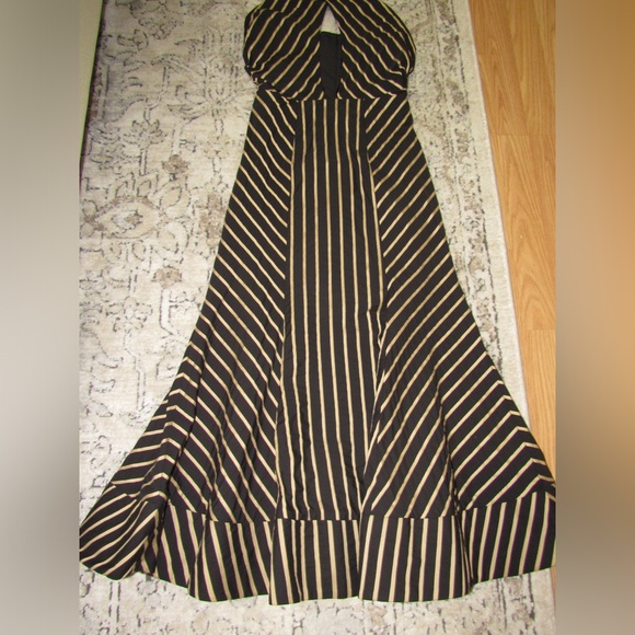 NWT C/MEO Collective High as Hope Midi Dress in Black Stripe - Picture 4 of 13